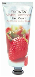 Крем для рук с экстрактом клубники - FarmStay Visible difference hand cream strawberry, 100г
