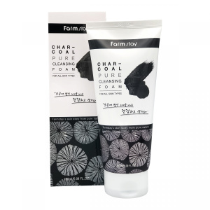 Пенка для умывания и глубокой очистки пор с углем 180мл FarmStay Charcoal Pure Cleansing Foam