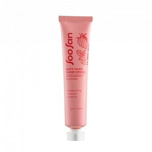 Крем для рук увлажняющий с ароматом клубники 50мл SOOSAN Soft Care Hand Cream Strawberries Pudding