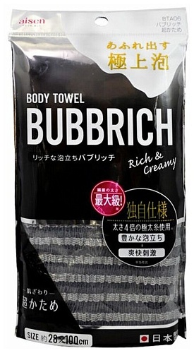 Мочалка с высоким пенообразованием средней жесткости "темно серая" 28*100см - Aisen Awatatsu, 1шт