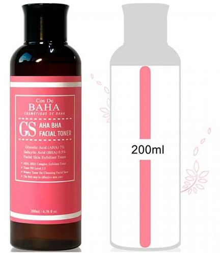 Тонер для лица с гликолевой и салициловой кислотами 200мл Cos De BAHA AHA/BHA GS Toner (GS)