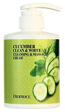 Крем для лица c огурцом массажный - Deoproce Clean&white cleansing massage cream cucumber, 430мл