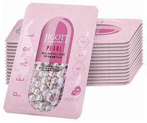 Маска для лица тканевая с жемчугом 27мл JIGOTT PEARL REAL AMPOULE MASK