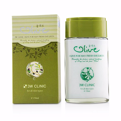 Мужская освежающая эмульсия для лица с экстрактом оливы 150мл 3W CLINIC OLIVE FOR MAN FRESH EMULSION