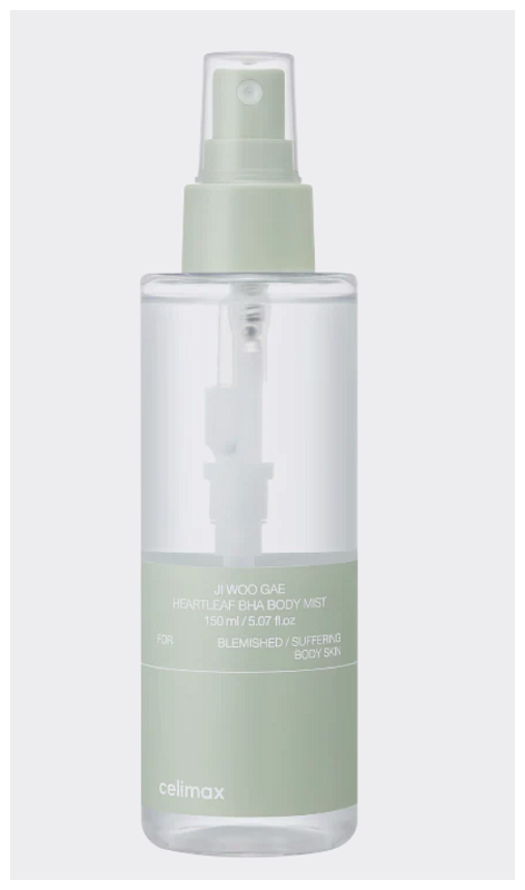 Мист-спрей для тела с кислотами и экстрактом хауттюйнии, Celimax Jiwoojae heartleaf BHA body,150ml