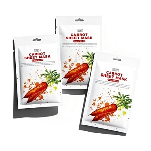 Маски тканевые для лица с экстрактом моркови - 3 шт. по 25мл TENZERO CARROT SHEET MASK