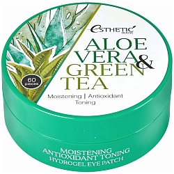 Патчи гидрогелевые алоэ и зеленый чай - Esthetic House Aloe vera&green tea hydrogel eye patch, 60шт