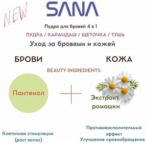 Пудра для бровей (коричневый) - Sana New born tip powder eyebrow ex #03, 1шт