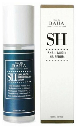 Сыворотка для лица увлажняющая с муцином улитки 120мл Cos De BAHA Snail Serum (SH)