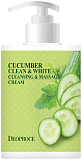 Крем для лица c огурцом массажный - Deoproce Clean&white cleansing massage cream cucumber, 430мл