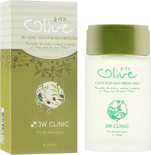 Мужской освежающий тоник для лица с экстрактом оливы 150мл 3W CLINIC OLIVE FOR MAN FRESH SKIN