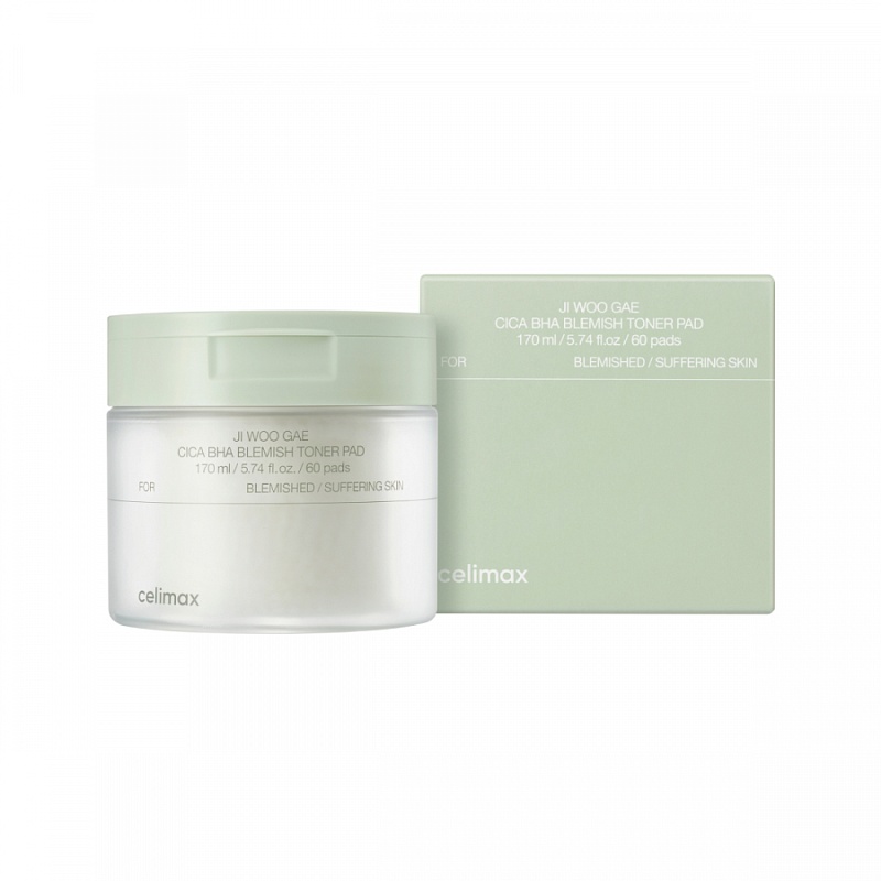 Пэды для борьбы с несовершенствами кожи - Celimax Jiwoogae cica BHA blemish toner pad, 60шт
