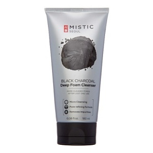 Пенка глубоко очищающая для умывания с древесным углем 180мл MISTIC BLACK CHARCOAL Deep Foam Cleanse