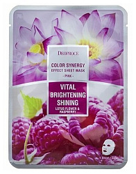 Маска для лица тканевая с экстрактом малины и лотоса 2 DEOPROCE COLOR SYNERGY EFFECT SHEET MASK PINK
