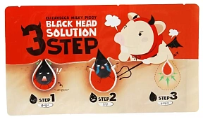 Набор для очищения носа от черных точек Elizavecca Milky Piggy Black Head Solution 3 Step Nose Strip