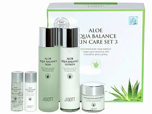 Набор: тонер, лосьон и крем для лица JIGOTT ALOE AQUA BALANCE SKIN CARE 3SET