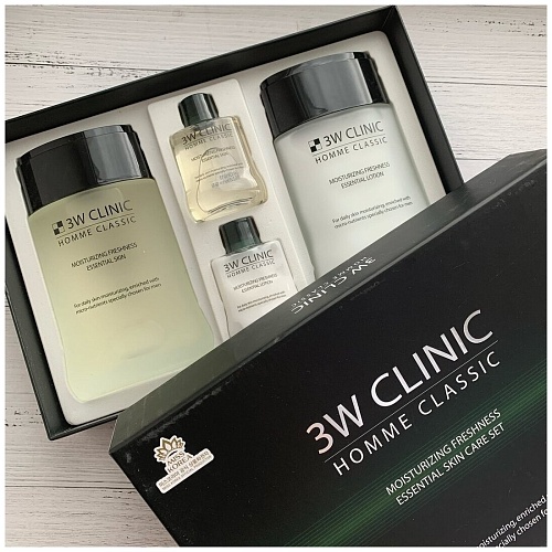 Набор для ухода за мужской кожей увлажнение - 3W Clinic Classic moisturizing freshnes 3set