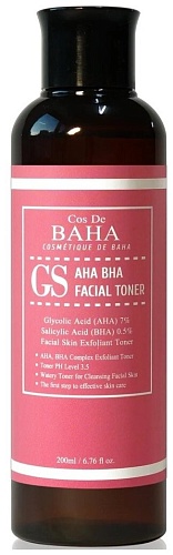 Тонер для лица с гликолевой и салициловой кислотами 200мл Cos De BAHA AHA/BHA GS Toner (GS)