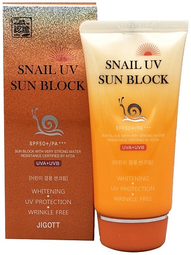 Крем солнцезащитный с улиточным муцином - JIGOTT Snail Uv Sun Block Cream SPF50+/PA+++